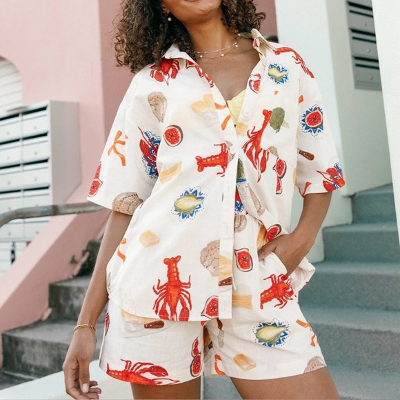 Bailey Rose Other - New Petal & Pup Bailey Rose Hampton Short Set Ivory Bon Appetit